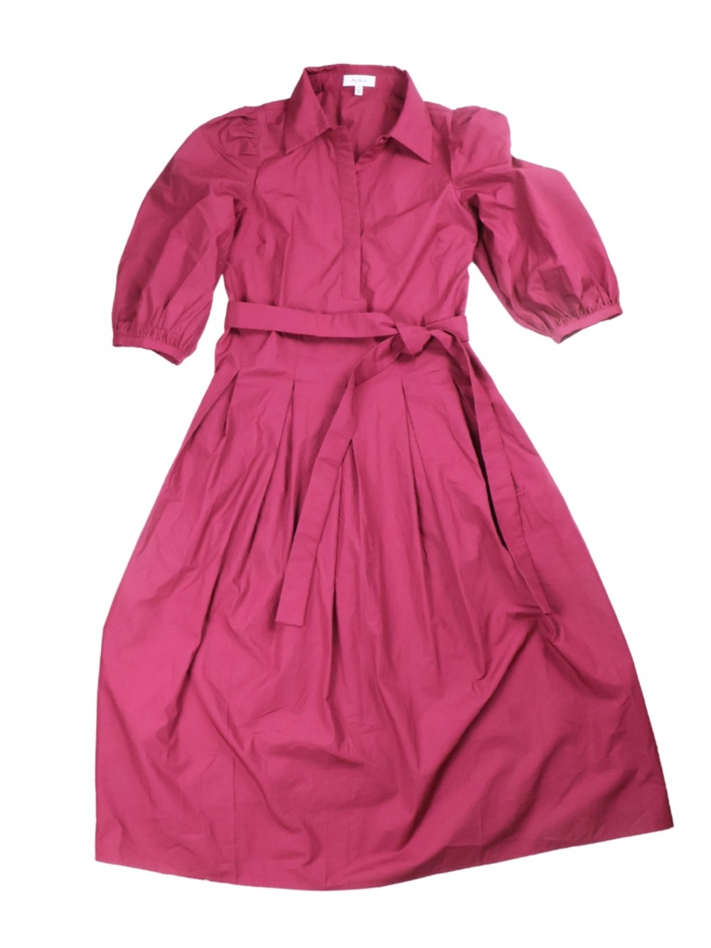 Avara Plum Puff Sleeve Belted Midi Dress – Small